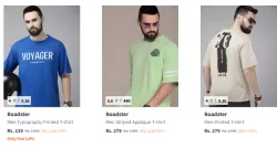 Roadster men oversized t-shirts starting @ ₹219