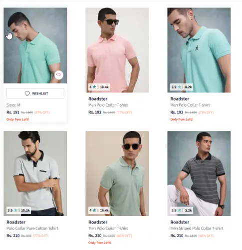 Image of Roadster Men Polo T-shirts Starting at ₹191
