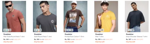 Image of Roadster Men's Regular Fit T-Shirt Starting @ ₹149