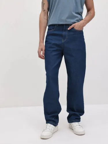 Image of Roadster  Men Relaxed Fit Mid Rise Dark Blue Jeans