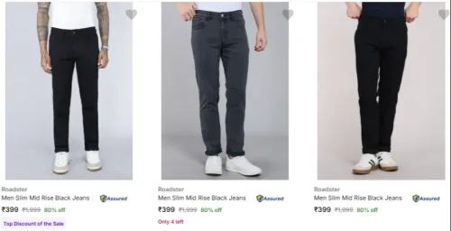 Image of Roadster Men's Jeans Starting @ ₹399