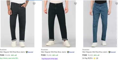 Image of Roadster Men's Jeans Starting @ ₹399