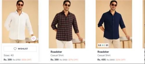 Image of Roadster Men's Shirt Upto 90% Discount
