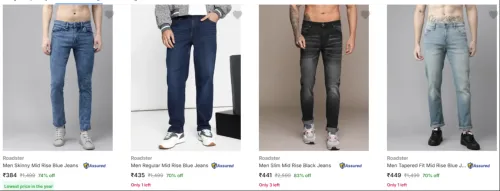 Image of Roadster Men's Skinny Jeans Upto 74% OFF