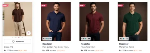 Image of Roadster Men's T-shirts at minimum 80% Discount