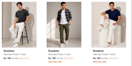 Image of Roadster Men's T-shirts Starting at ₹199