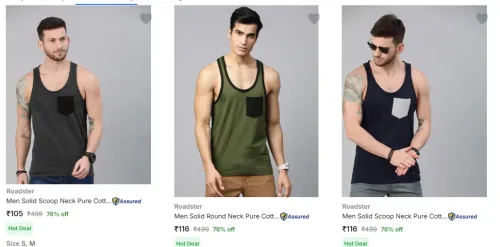 Image of Roadster Men's T Shirts starts @ ₹105