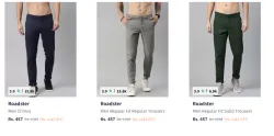 Roadster Mens Trousers Start at @ ₹477
