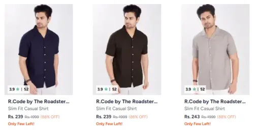 Image of Roadster Men's shirts at minimum 88% Discount