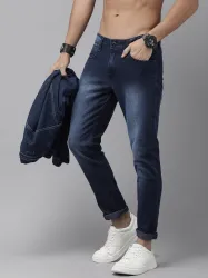 Roadster Men Slim Mid Rise Dark Blue Jeans