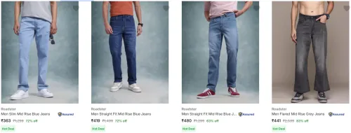Image of Roadster Men Slim Mid Rise Jeans Starting Prize @ ₹363