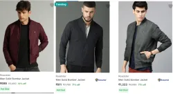 Roadster Men Solid Bomber Jacket Starting @ ₹699