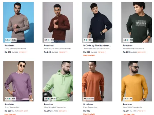 Image of Roadster Men Sweatshirt Minimum 83% Discount