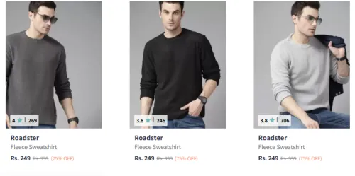 Image of Roadster Men Sweatshirt Starting @ ₹249