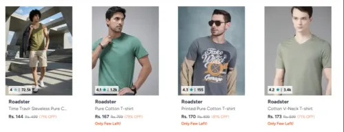Image of Roadster Men t-shirts starting at ₹139