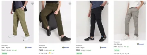Image of Roadster Men's Cargos upto 80% Discount