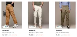 Roadster Mens Cargos upto 80% Discount | Starting at ₹539