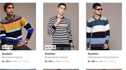 Image of Roadster Men's Clothing Min.80% Discount