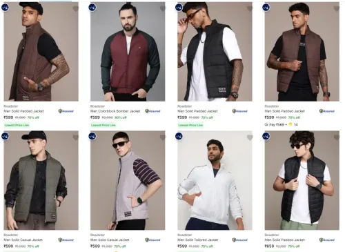 Image of Roadster Men's Jackets at minimum 70% Discount