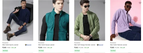 Image of Roadster Men's Jackets at minimum 70% Discount
