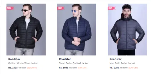 Image of Roadster Men's Jackets at Minimum 80% Discount