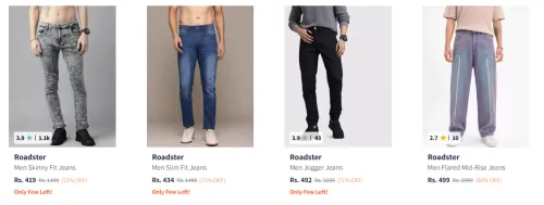 Image of Roadster Men's Jeans at minimum 70% Discount
