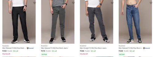 Image of Roadster Men's Jeans at minimum 71% Discount