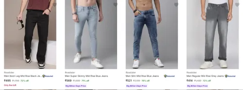 Image of Roadster Men's Jeans at minimum 71% Discount