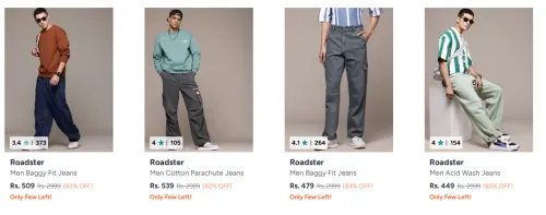 Image of Roadster Men's Jeans at minimum 80% Discount 