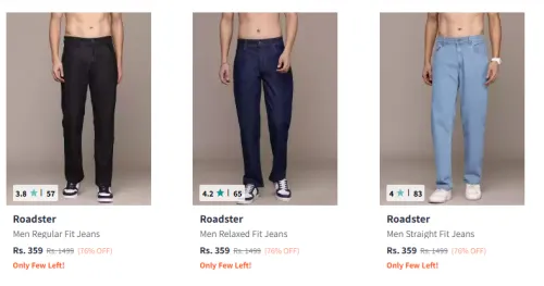 Image of Roadster Men's Jeans Starting at ₹359