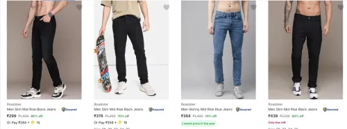 Image of Roadster Men's Jeans Upto 80% Discount