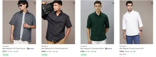 Image of Roadster Men's Shirts at minimum 70% Discount
