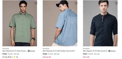 Image of Roadster Men's Shirts upto 75% Discount