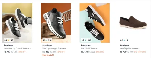 Image of Roadster Men's Shoes at minimum 80% Discount