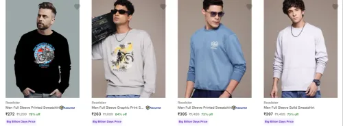 Image of Roadster Men's Sweatshirts at minimum 70% Discount