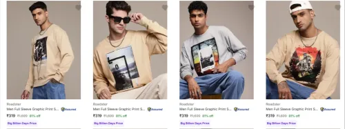 Image of Roadster Men's Sweatshirts at minimum 70% Discount