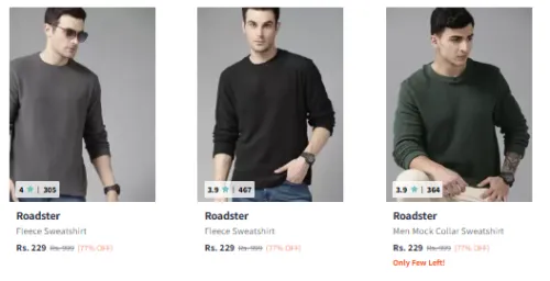 Image of Roadster Men's Sweatshirts Starting @ ₹229