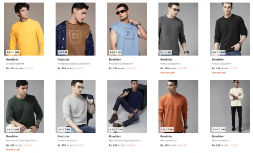 Image of Roadster Men's Sweatshirts Starting @ ₹252
