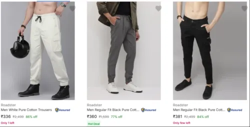 Image of Roadster Men's Trousers Minimum @ 77% Discount 
