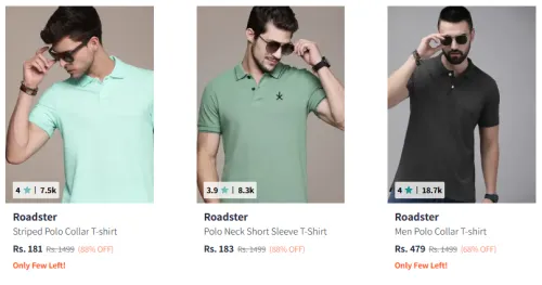 Image of Roadster Men's T-shirt @ Minimum 80% Discount