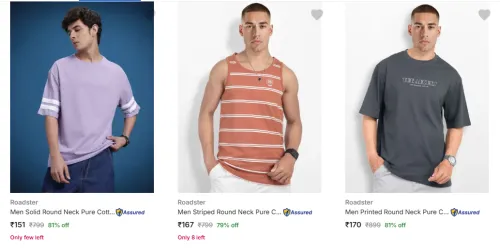 Image of Roadster Men's T Shirts at minimum 71% Discount