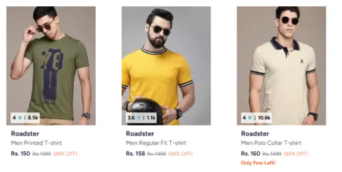 Image of Roadster Men's T-Shirts Starting @ ₹150