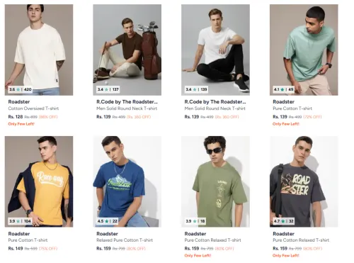 Image of Roadster Men's T-shirts Starting at ₹128