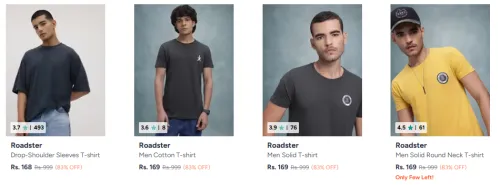 Image of Roadster Men's T-Shirts upto 87% Discount