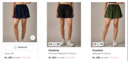Roadster Relaxed Fit Shorts Upto 86% Discount