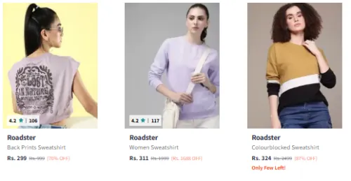 Image of Roadster Sweatshirts Starting @ ₹299