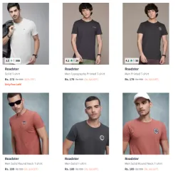 Roadster Solid T-shirt Minimum 80% Discount