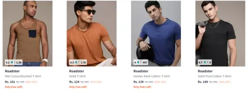 Image of Roadster The Lifestyle Co. Men T-shirt Starting at ₹101