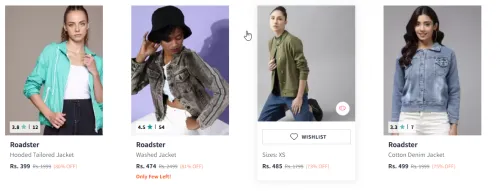 Image of Roadster The Lifestyle Co. Women's Jackets Starting Price @ ₹399