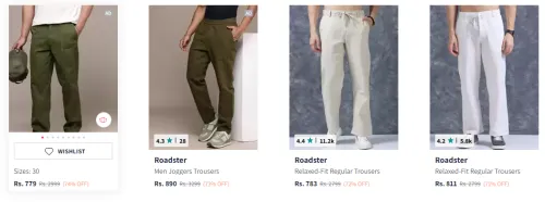 Image of Roadster Trouser Minimum 70% Discount